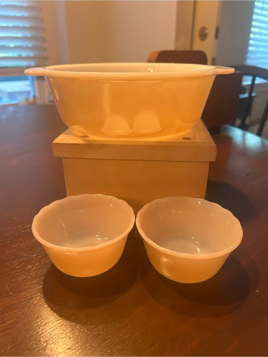 Other - Fire king peach luster casserole dish and 2 custard cups